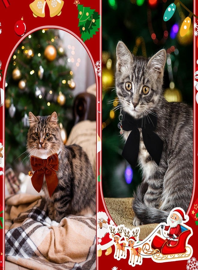 طوق قطط SilTriangle مكون من 4 قطع، قابل للفك مع فيونكة أنيقة، طوق للقطط الصغيرة مع جرس، طوق عيد الميلاد قابل للإزالة للقطط (أسود، أخضر، أحمر، بني) - Image 5